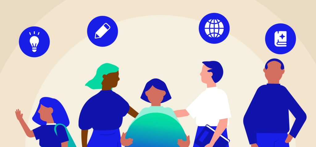 Animatie die uitlegt wat duurzaam onderwijs is en hoe Leren voor Morgen scholen helpt om dit stap voor stap in praktijk te brengen.